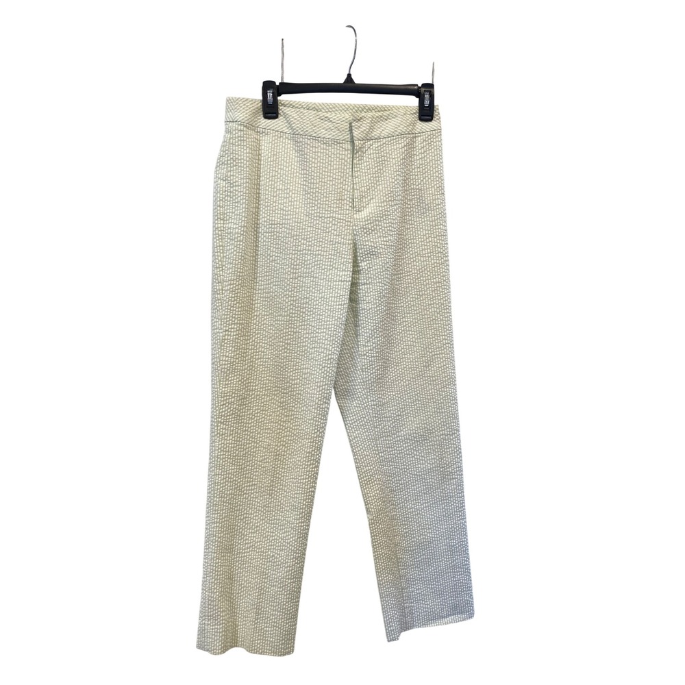 VTG Lauren Ralph Lauren Green White‎ Seersucker Striped Straight Pants Womens 4